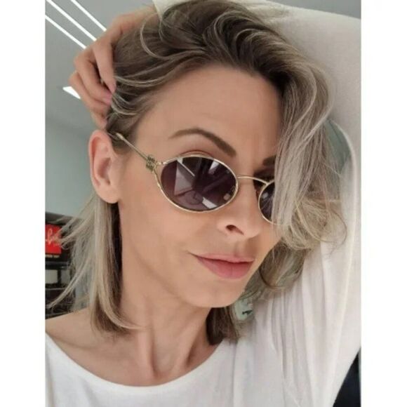 NEW Miu Miu MU52YS ZVN5D1 Pale Gold Grey Gradient Oval Unisex Sunglasses main image 11